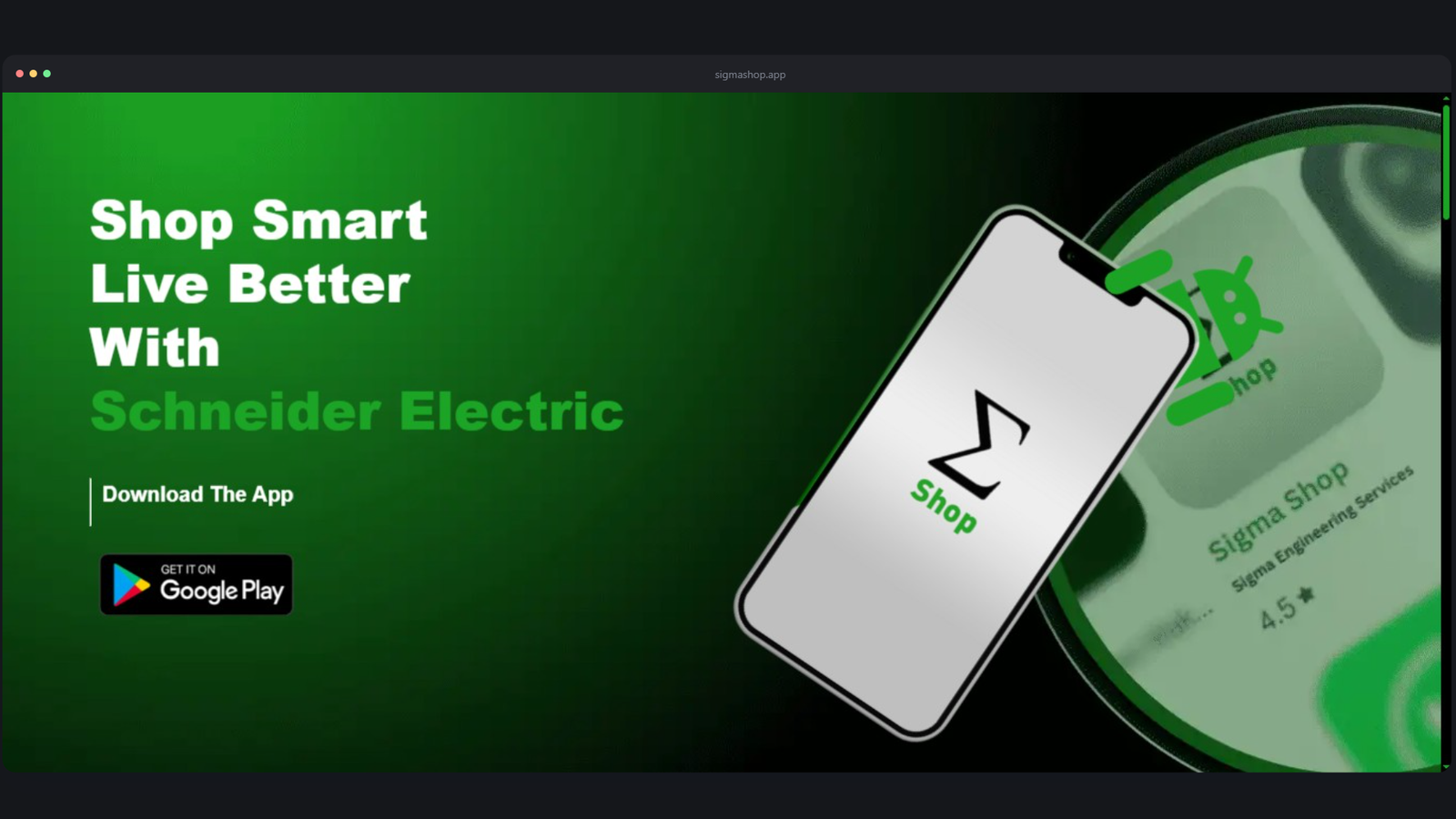 Sigma Shop App website screenshot